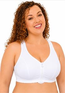 Front Closer Support Wirefree Sports Bra Zip Up (White)
